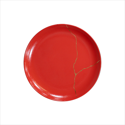 Teller flach 21 cm _Coral Kintsugi__top